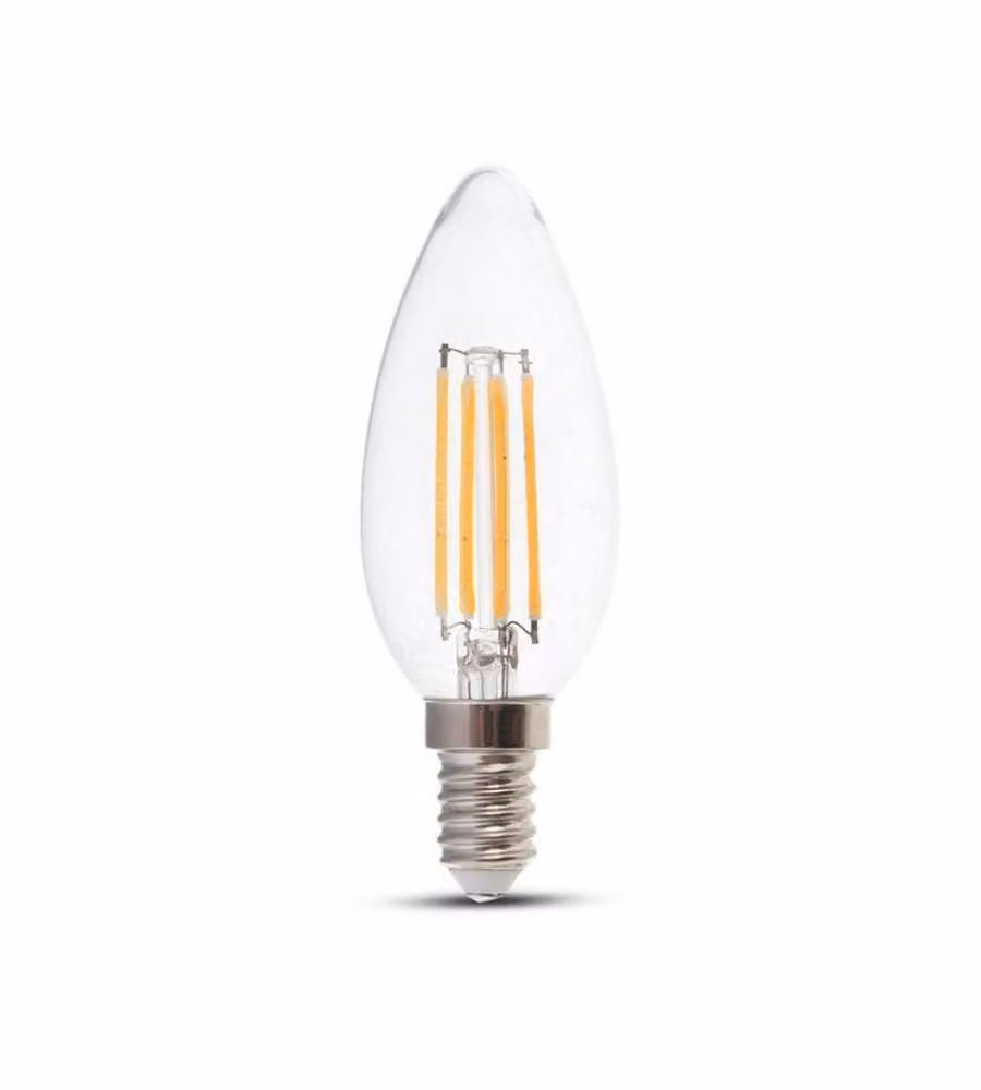 V-TAC Lampadina LED E14 6W 100LM/W Candela Filamento 3000K