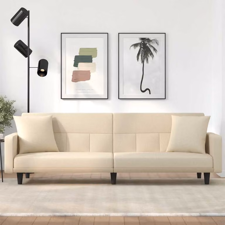 vidaXL Divano Letto Moderno in Tessuto Beige con Cuscini