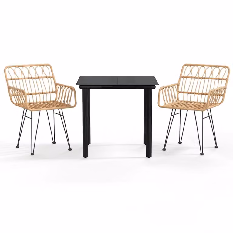 Set da Pranzo da Giardino 3 pz in Polyrattan