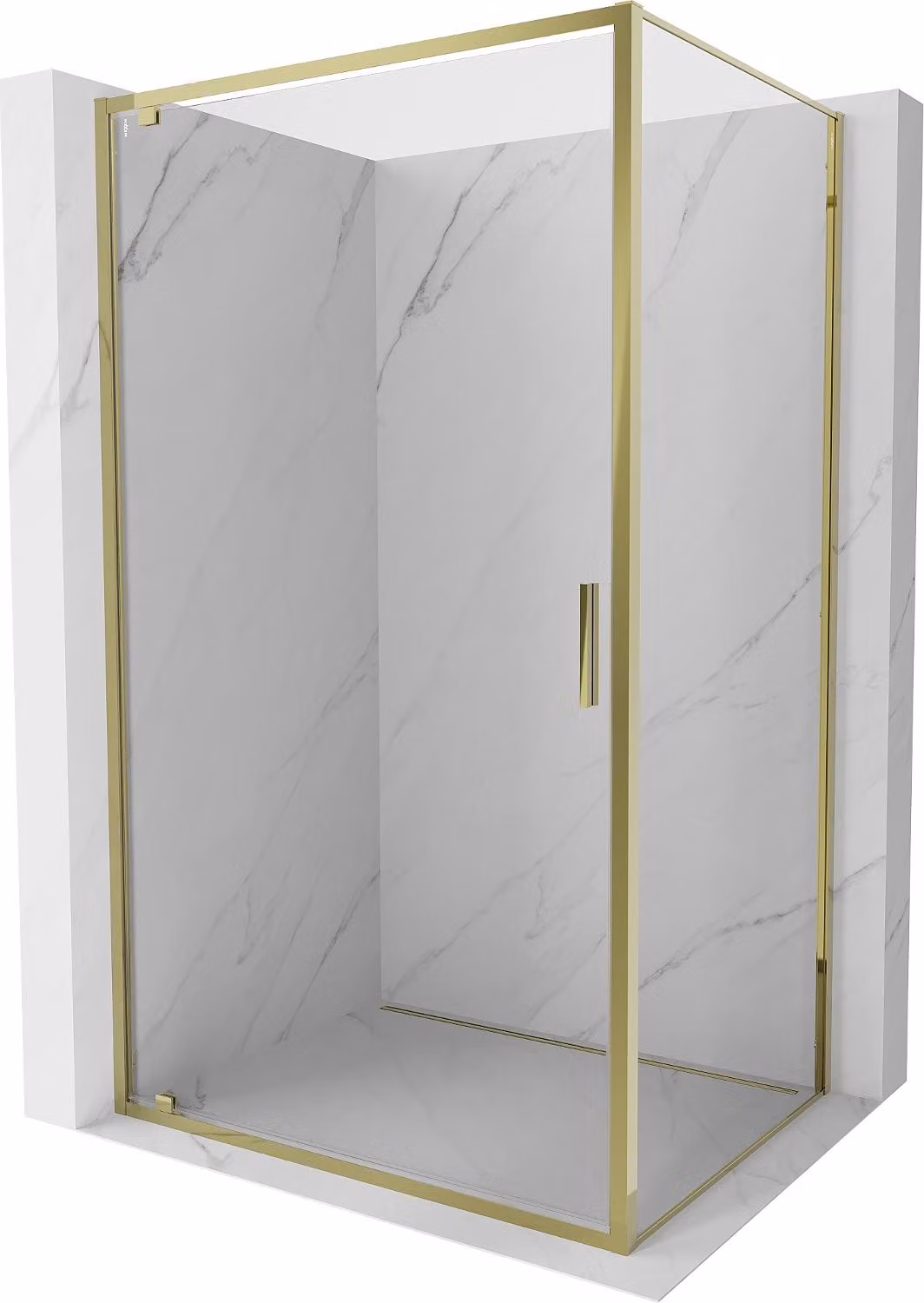Mexen Exo cabina doccia a battente 95 x 90 cm, trasparente, oro - 8181-095-090-50-00