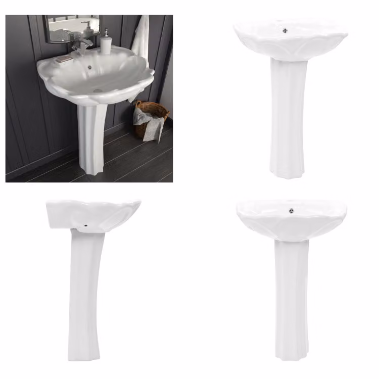 vidaXL Lavabo freestanding con colonna in Vetroceramica bianca 580x510x200 mm - Lavabo - Lavatoio - Lavatoi