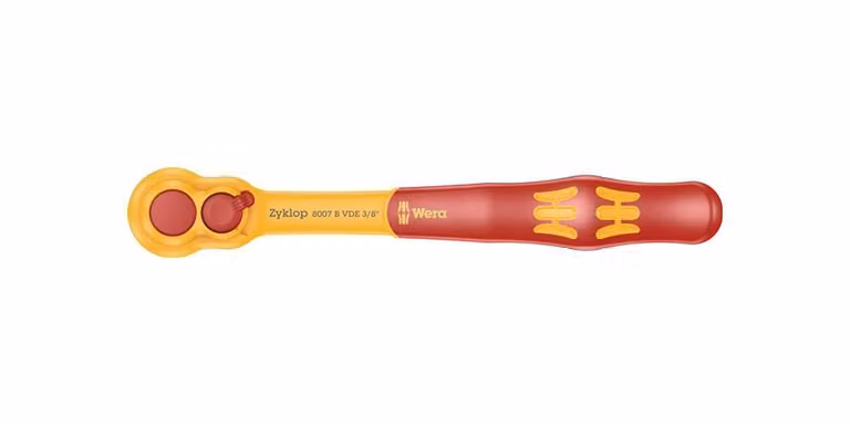 8007 B Cricchetto VDE Zyklop, isolato, con leva reversibile, con attacco da 3/8", 3/8" x 222 mm