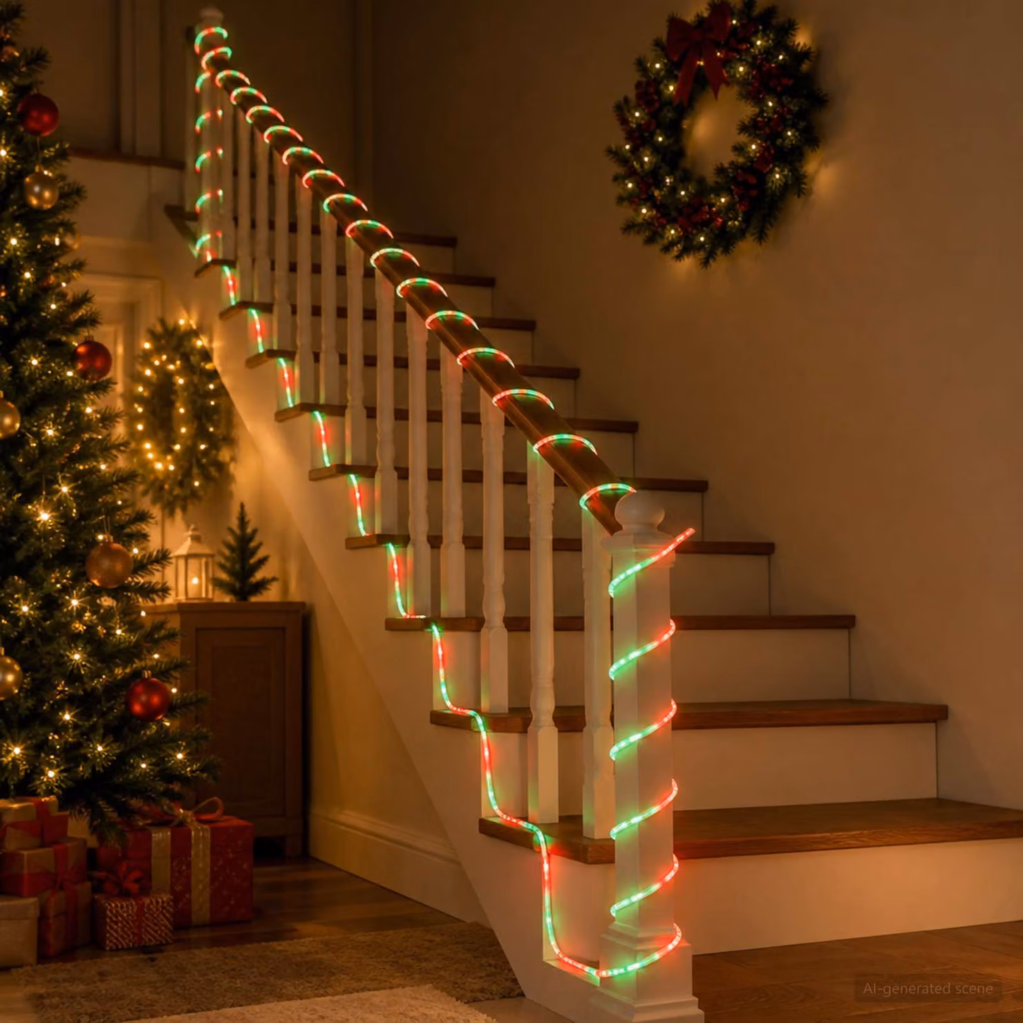 vidaXL Tubo luminoso LED natalizio RGB con 2400 LED, Rosso e Verde, Lunghezza: 100 m