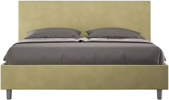 Letto matrimoniale con rete imbottito 160x200 microfibra tè verde Adele