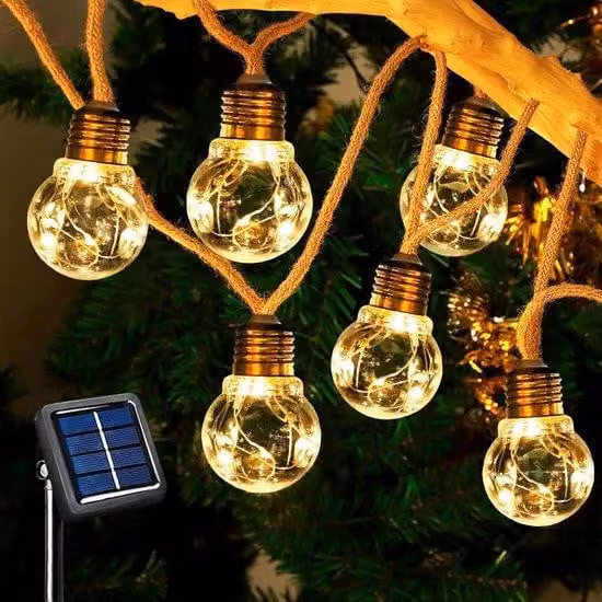 Illuminazione solare da 8 m con 16 lampade, IP44, impermeabile, per giardino, terrazza e feste