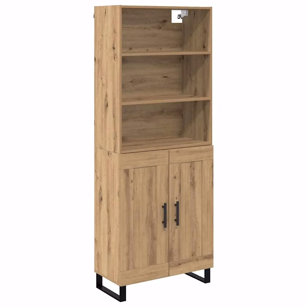 Set di 2 credenze vidaXL in legno e metallo color marrone, stile minimalista, L: 69,5 cm, P: 34 cm, H: 180 cm – 2
