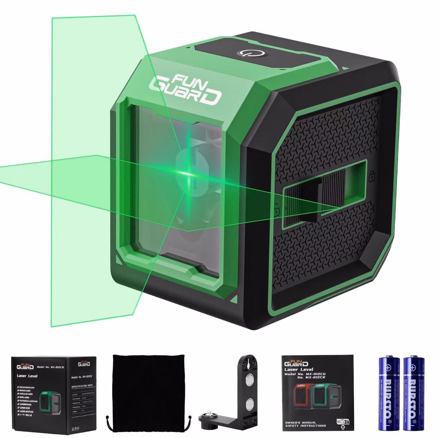 Livella laser, autonivelante, alimentata a 2 batterie AA, colore verde