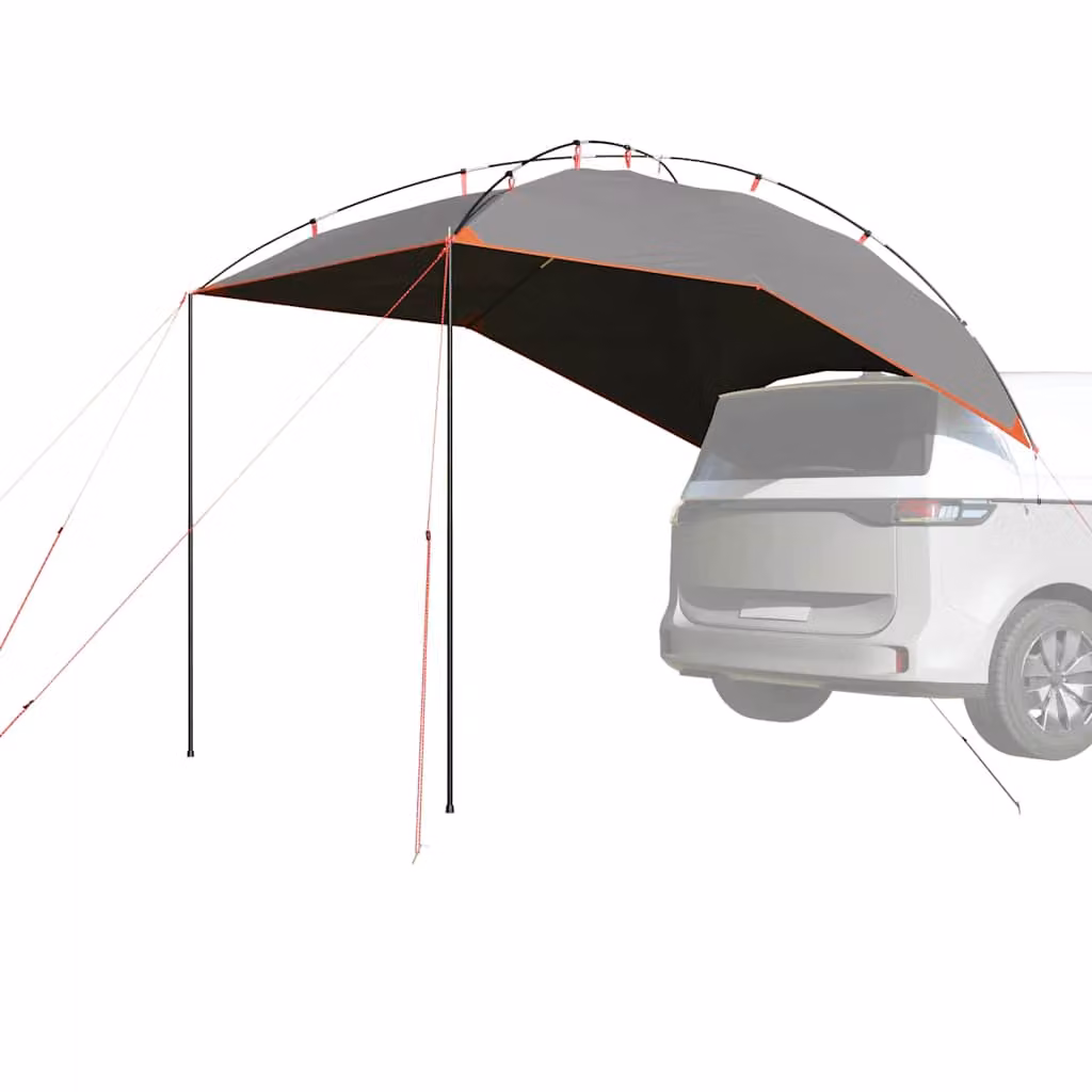 vidaXL Tenda da Campeggio per Auto Impermeabile in Poliestere, Grigio e Arancione