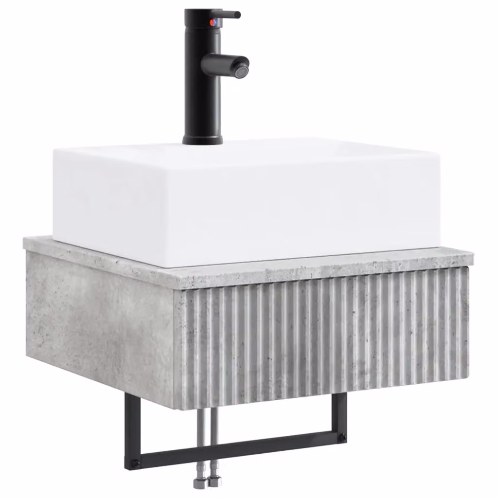 Lavabo da parete vidaXL in plastica grigio, L: 40 cm, P: 41 cm, H: 39 cm – 2