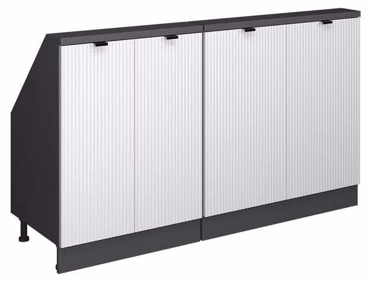Mobile cucina sottotetto Vicco R-Line Ondulazione bianca 140 cm Set di 2, Model 60606