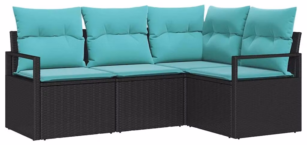 Set di divani 4 pcs Nero polyrattan