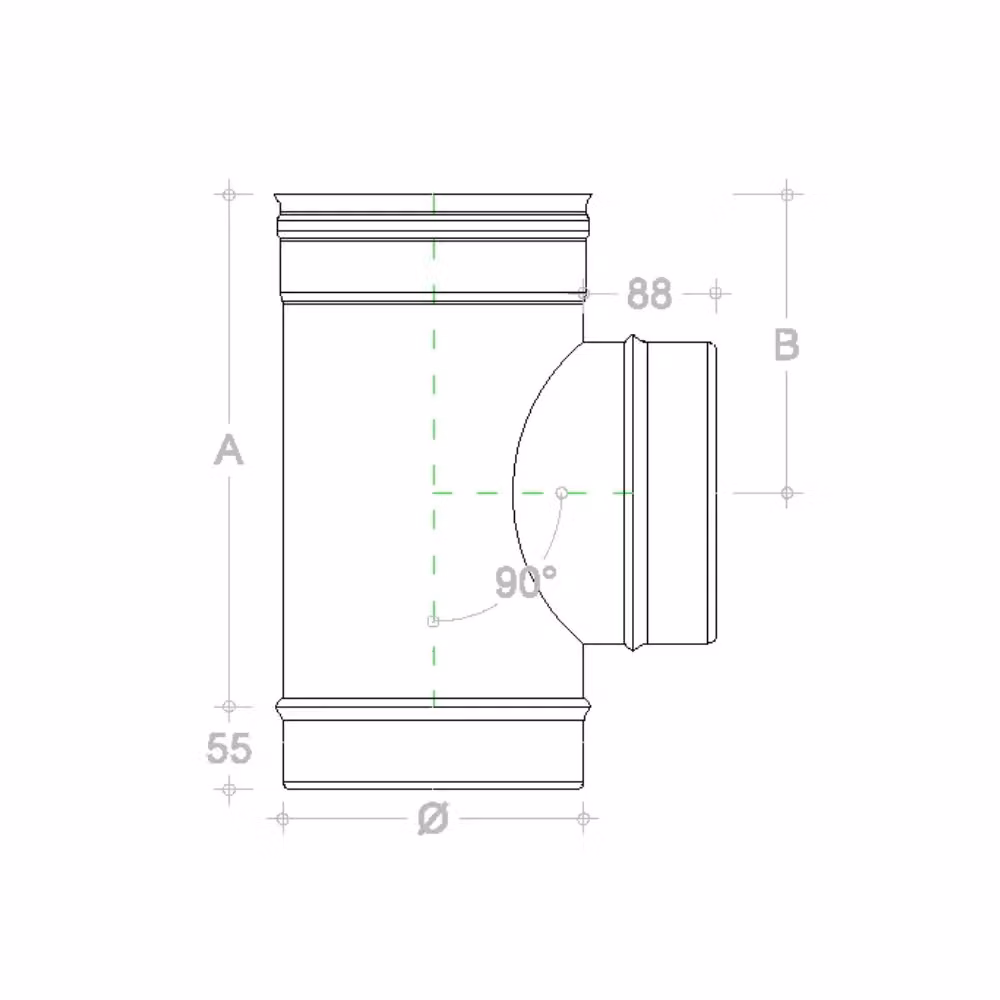 Raccordo a T con braga a 90 gradi in rame Zinco Group da 250mm con codino maschio – 2