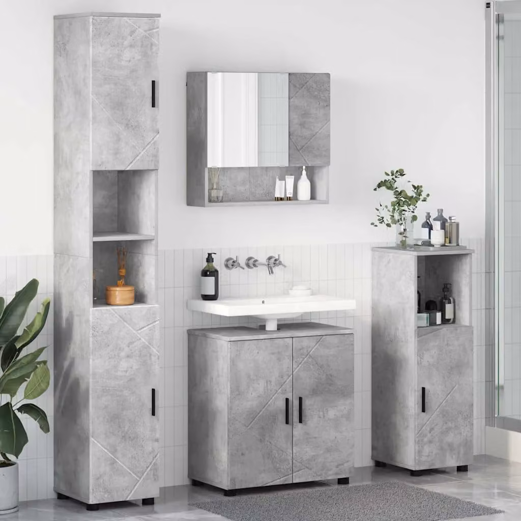 Set di mobili per il bagno vidaXL 4 pezzi in stile minimalista, colore grigio, L/P/H: 61 x 35 x 64 cm – 1