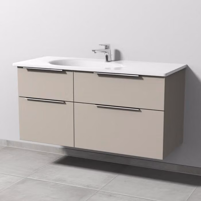 Mobile sottolavello Sanipa, compatibile con il lavabo in Vetroceramica Antao da 115,5 cm, dotato di 4 cassetti con maniglie a incasso