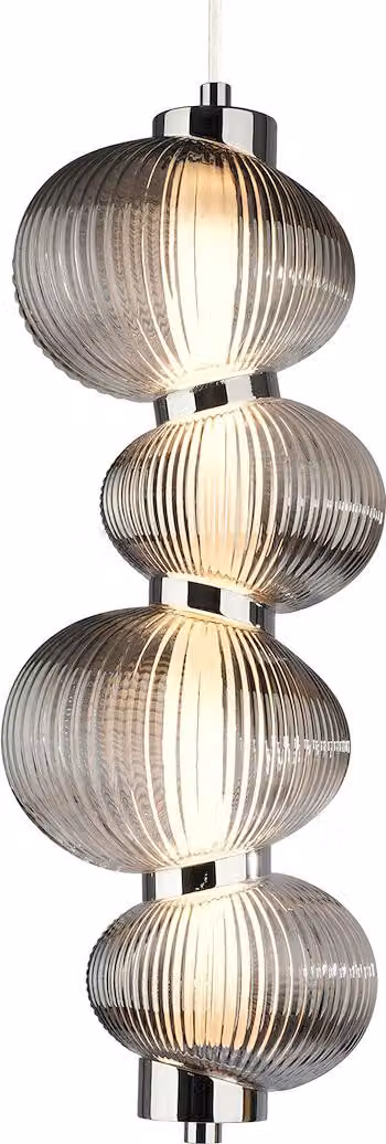 Lampada a sospensione di design moderno per soggiorno, camera da letto, cromo, vetro, fumé, colore caldo, LED 17W, BOLLA Milagro