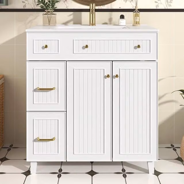 Armadio bagno con lavabo 81,7 cm - Xylo - Design moderno, superficie laccata, spazio multifunzionale