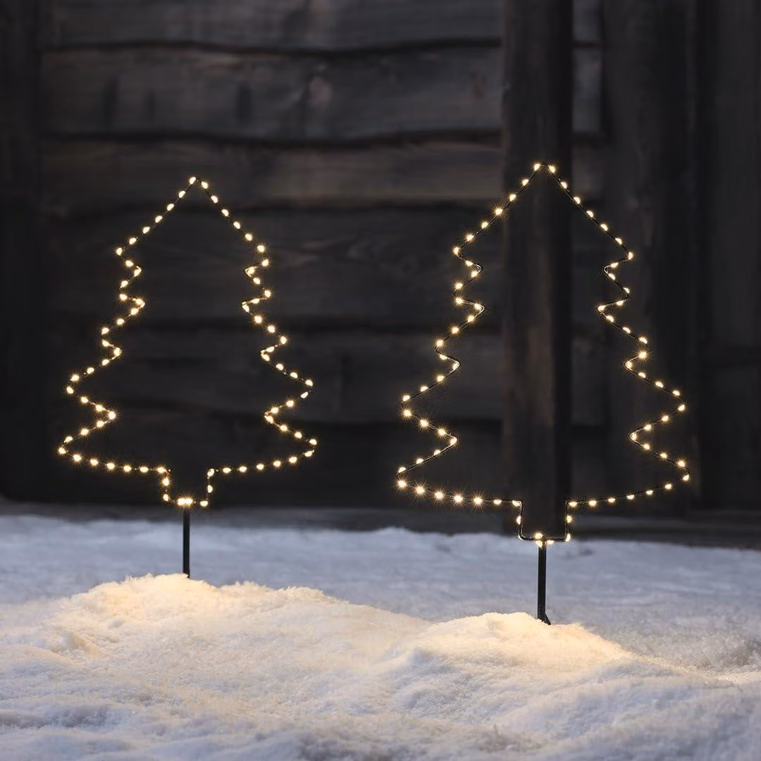 Set di 2 stelle natalizie illuminate con 150 LED bianco caldo, con timer