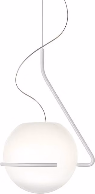 Lampada a sospensione Foscarini Tonda in vetro trasparente e bianco con luce LED dimmabile