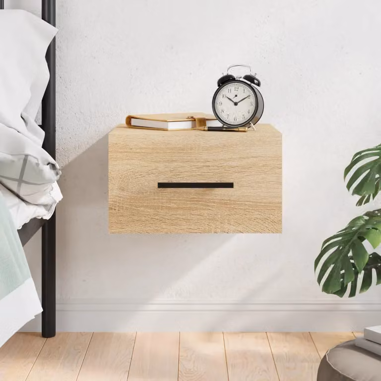 Comodino a muro vidaXL in legno Rovere Sonoma, L 35 x P 35 x H 20 cm