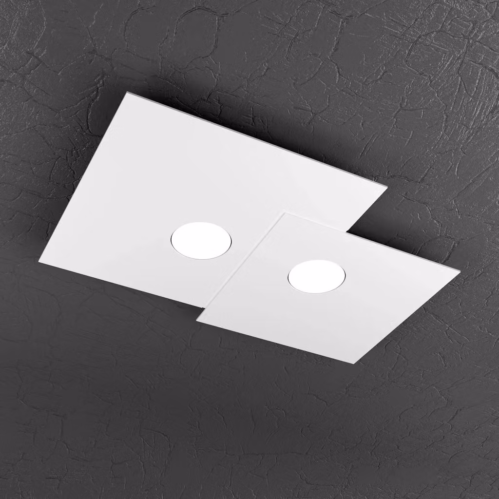Top Light Plafoniera da soffitto rettangolare Plate con 2 luci, attacco GX53, design moderno, colore bianco, L: 50 cm, P: 35 cm, H: 3 cm – 2