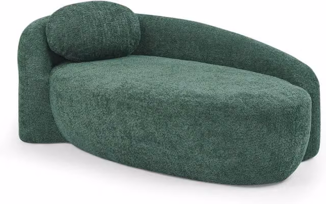 Divano Minimalista in Teddy Fleece con Design Curvo e Cuscino, Morbido e Compatibile per Soggiorno, Camera da Letto e Studio, Grigio Scuro