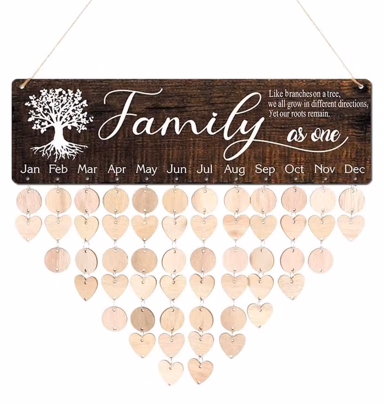 Solidchoice - Calendario in legno per compleanni, ideale per conservare ricordi e decorare