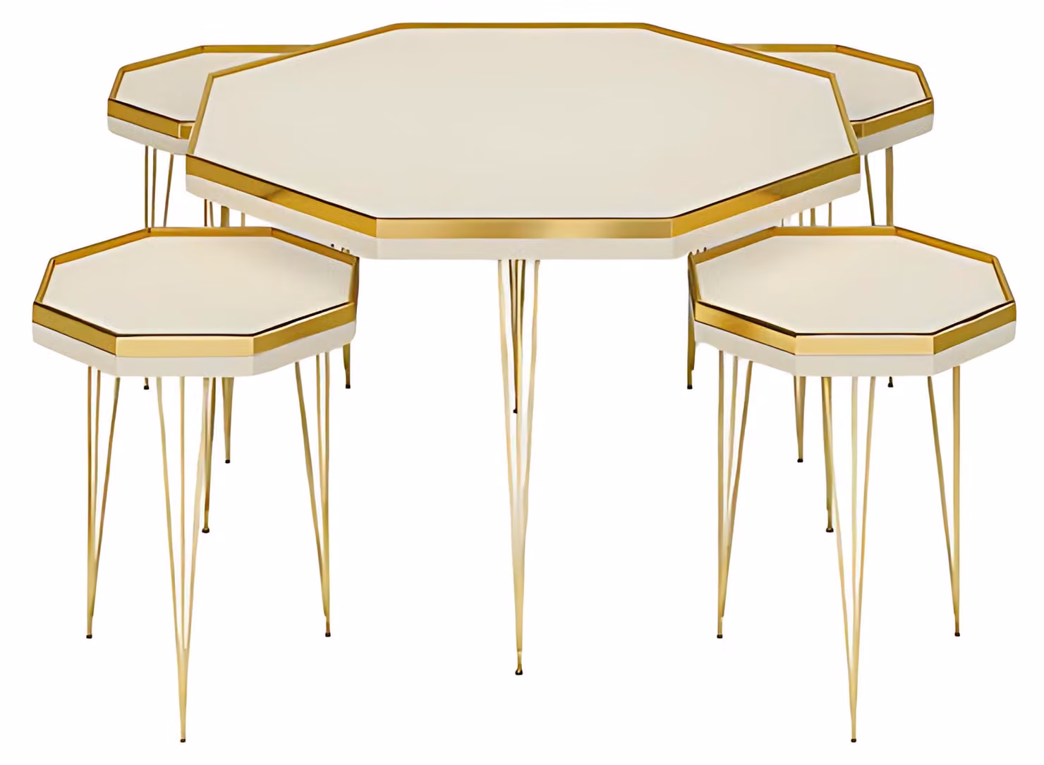 Modernes Wohnzimmer-Set Weiß MDF Edelstahl elegant