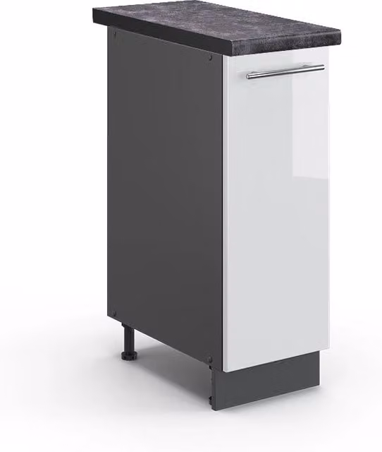 Armadio cucina dispensa alto Fame-Line Bianco lucido/Antracite 30 cm, PL Antracite Vicco