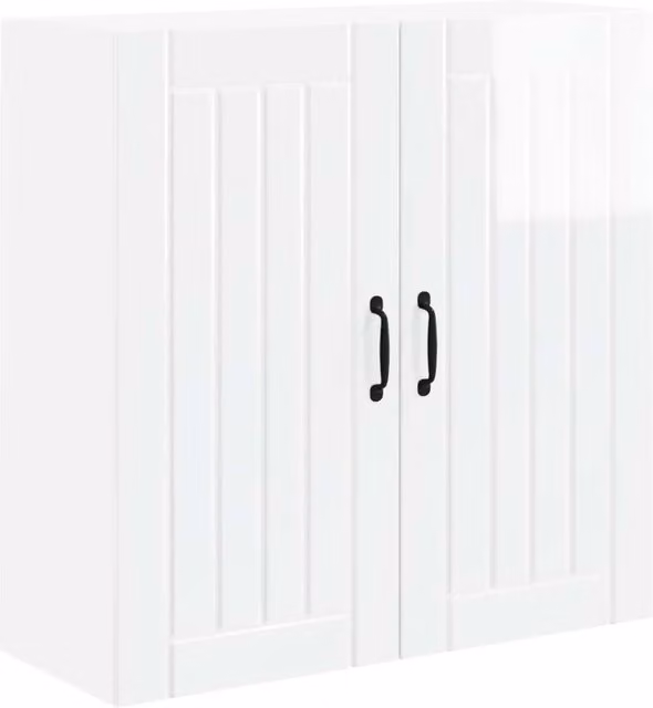 Moderno pratico mobile da cucina portaoggetti interno 80 x 31 x 80 cm in legno ingegnerizzato bianco lucido 02_0054076