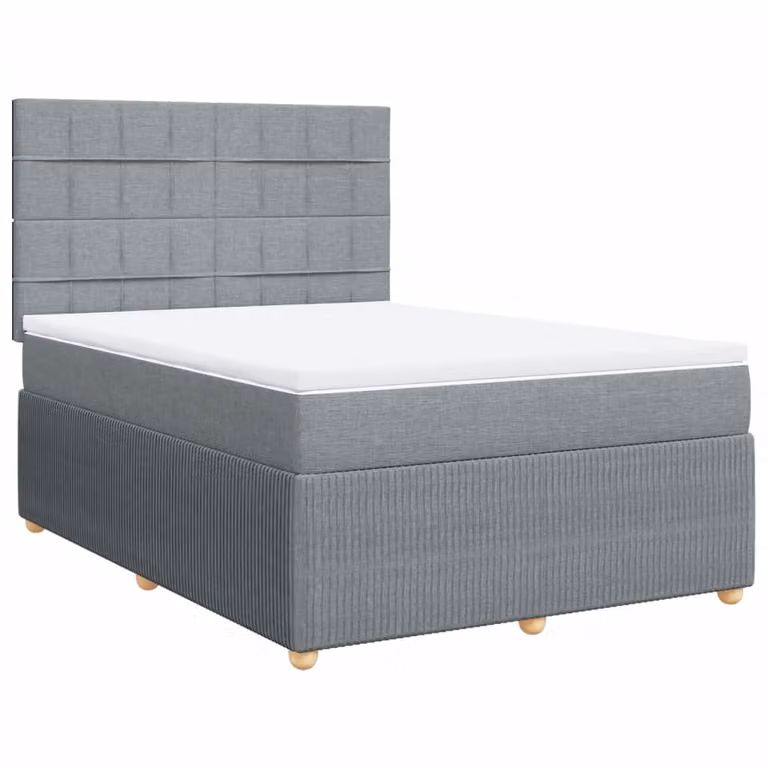 Giroletto a Molle con Materasso Grigio Chiaro 140x200cm Tessuto