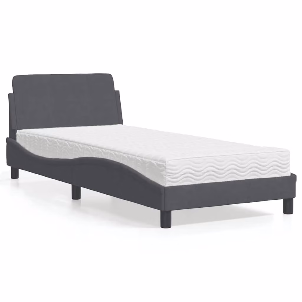 Letto con Materasso Dover vidaXL in Velluto Grigio Scuro L/P/H: 80 x 200 cm