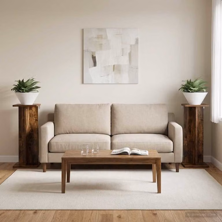 Set di 2 supporti per piante vidaXL in legno MDF colore marrone, L/P/H: 25 x 25,5 x 60,5 cm