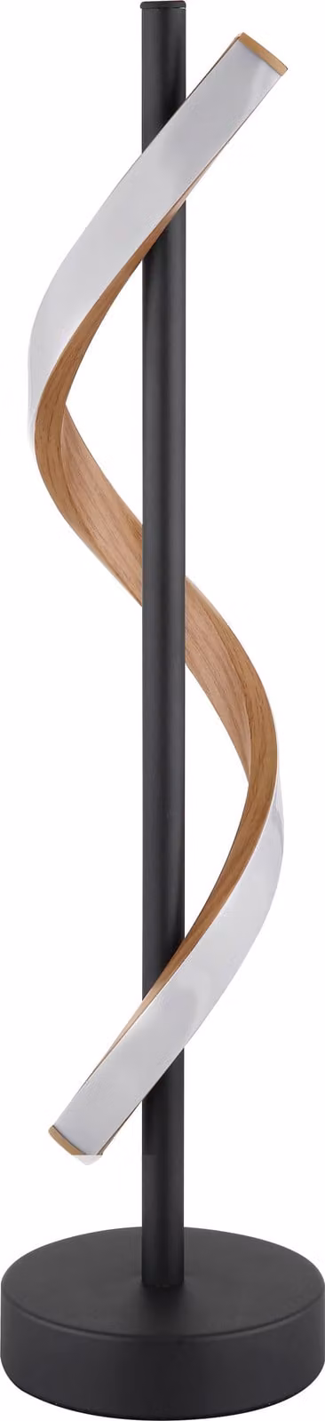 Lampada da tavolo a LED, metallo, nero opaco, aspetto legno, H 49,3 cm