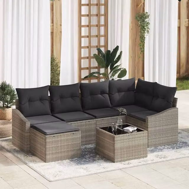Set da Pranzo per Giardino 7 pz Grigio chiaro 3355471
