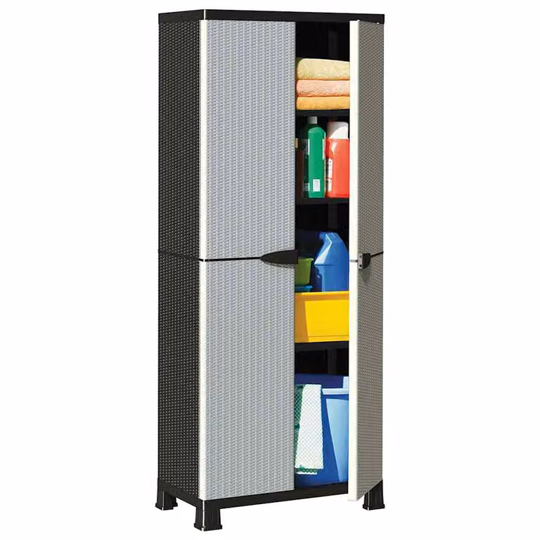 Armadietto in plastica vidaXL con ante a battente e serratura, L 68 cm, P 39 cm, H 171,5 cm