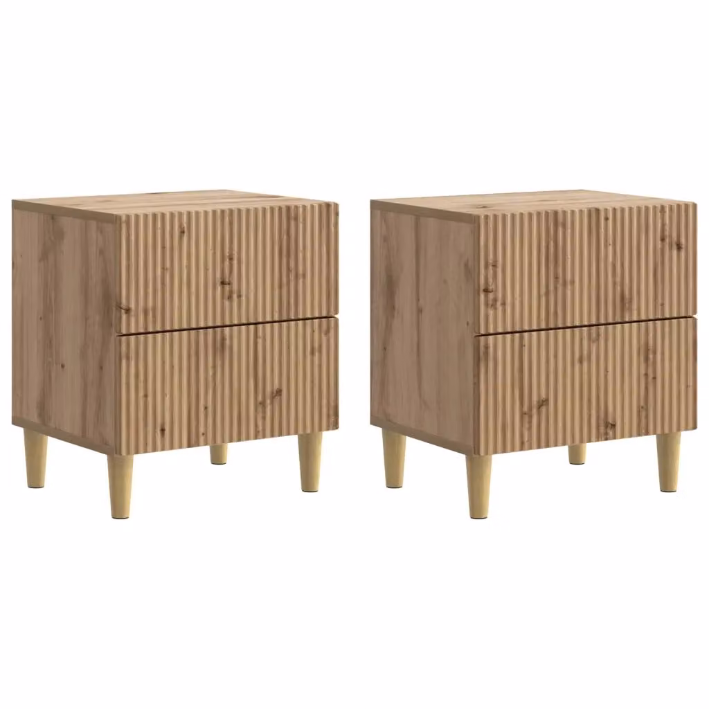 Set di 2 Armadi da Notte vidaXL in Rovere Marrone L: 43 cm, P: 34,5 cm, H: 48 cm