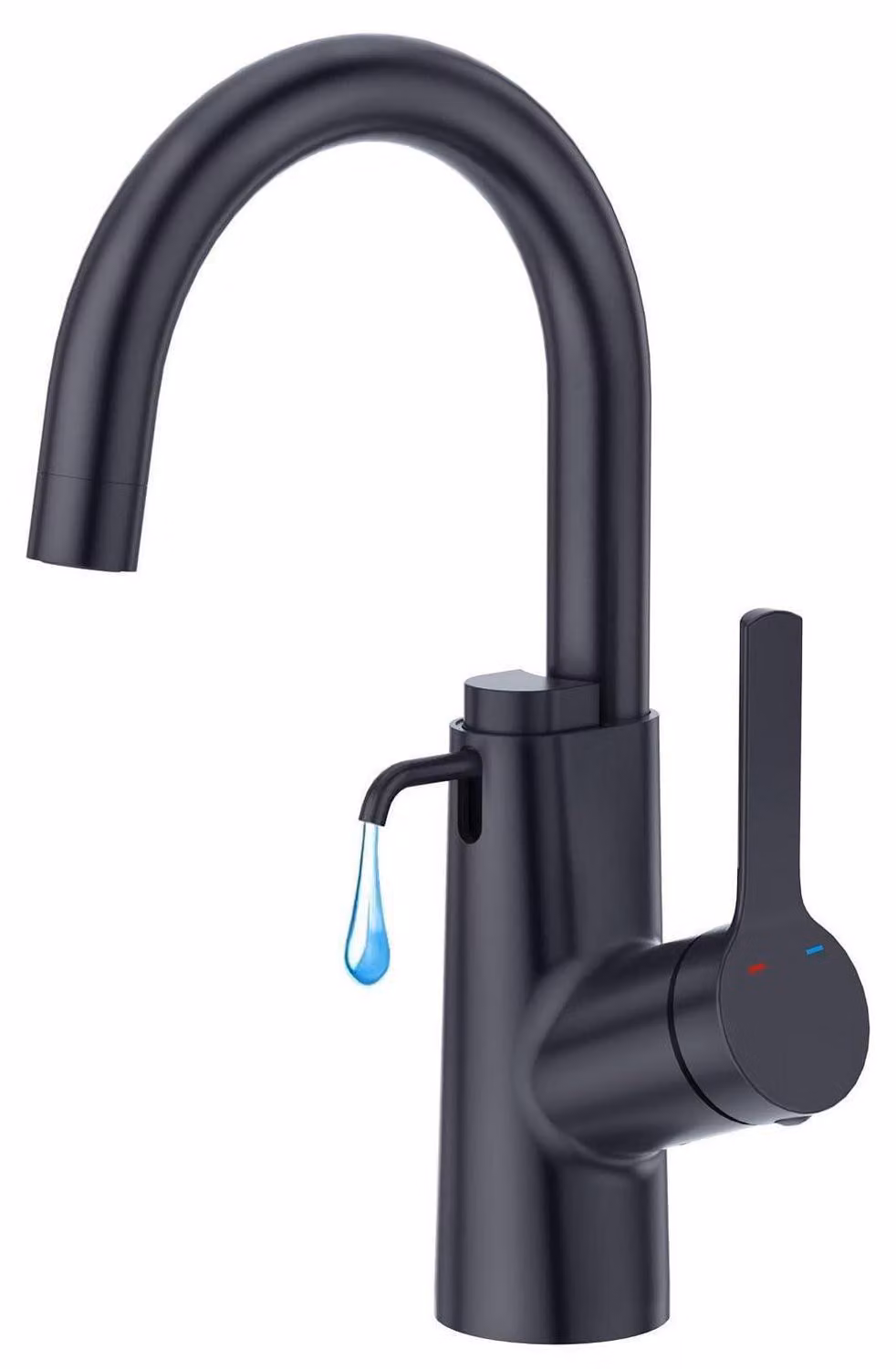 Miscelatore per lavabo con dispenser di sapone, girevole a 360°, monocomando, colore nero, acciaio inossidabile SUS 304
