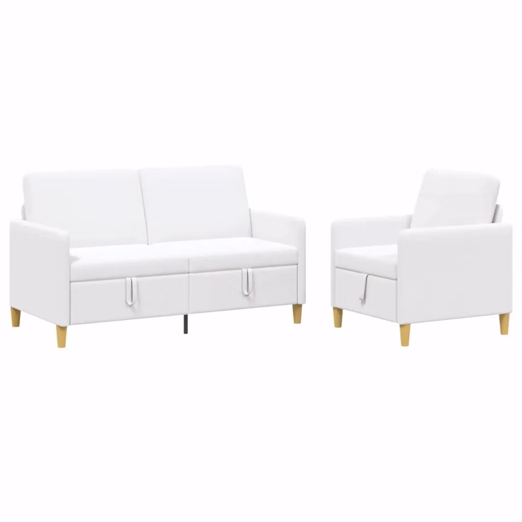 Set di 2 divani moderni vidaXL con contenitore e seduta sollevabile in tessuto bianco e marrone per soggiorno – 2
