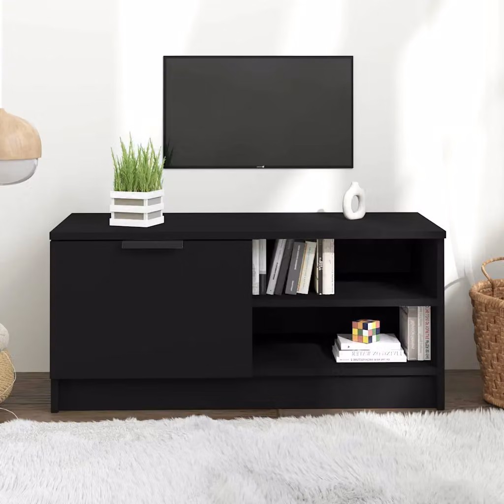 vidaXL Mobile Porta TV Moderno Nero in Legno e MDF L 80 cm, P 35 cm, H 36,5 cm