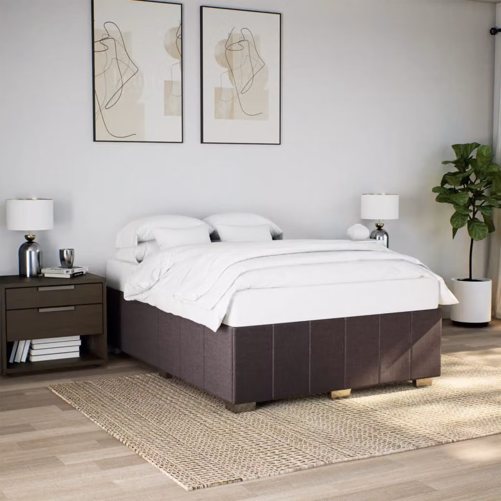 vidaXL Giroletto senza Materasso in Tessuto Marrone Scuro L 160 cm x P 200 cm