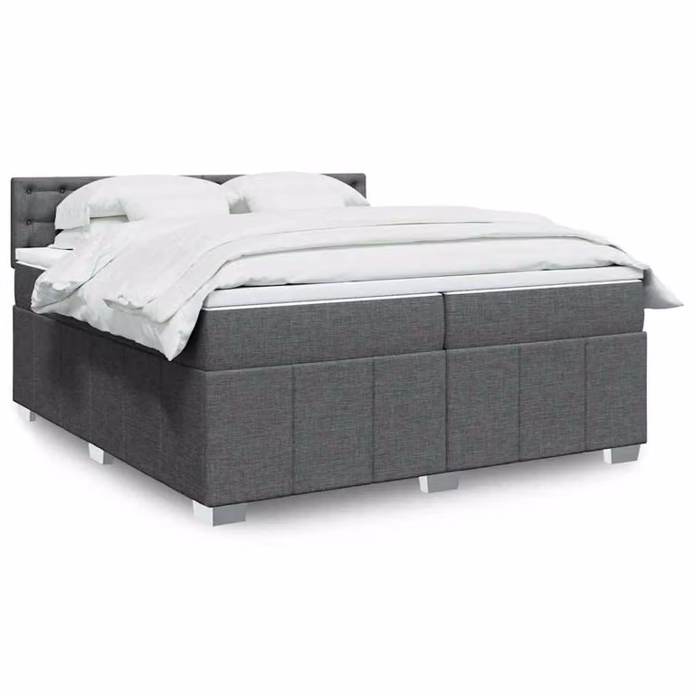vidaXL Giroletto a Molle con Materasso Ibrido in Tessuto Grigio e Bianco, L/P: 200 x 200 cm