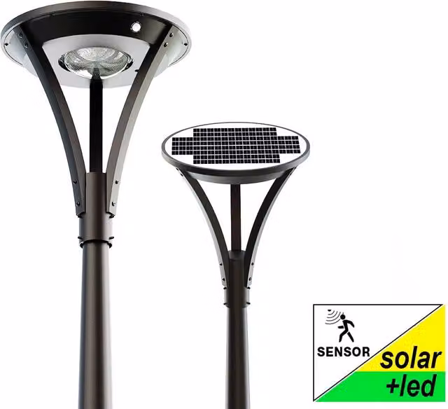 LMS31 Faro Solare per Lampione Led 3000 Lm, Pannello Incorporato e Crepuscolare