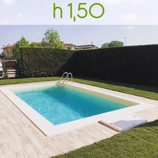 Piscina interrata rettangolare ITALIKA® EASY in pannelli d'acciaio blu L: 5,00 m, P: 3,00 m, H: 1,50 m