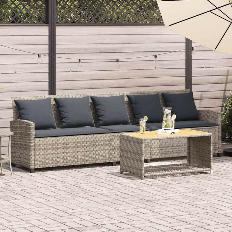 vidaXL Divano da Giardino Moderno in Polyrattan Grigio con Cuscini e Struttura in Metallo