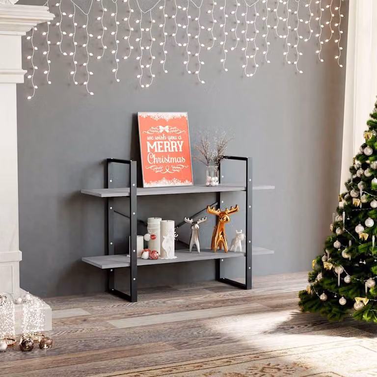 Libreria vidaXL con 2 Ripiani in Stile Industrial, Grigio, L 100 cm x P 30 cm x H 70 cm
