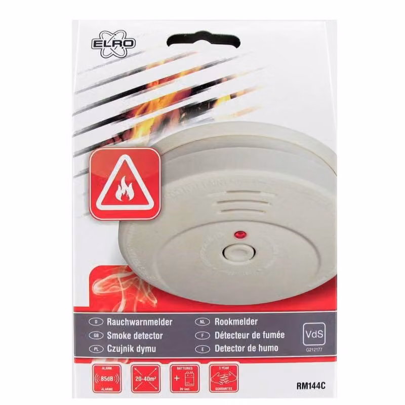 Rivelatore di fumo fotoelettrico con segnale acustico forte da 85 dB(A), batteria inclusa