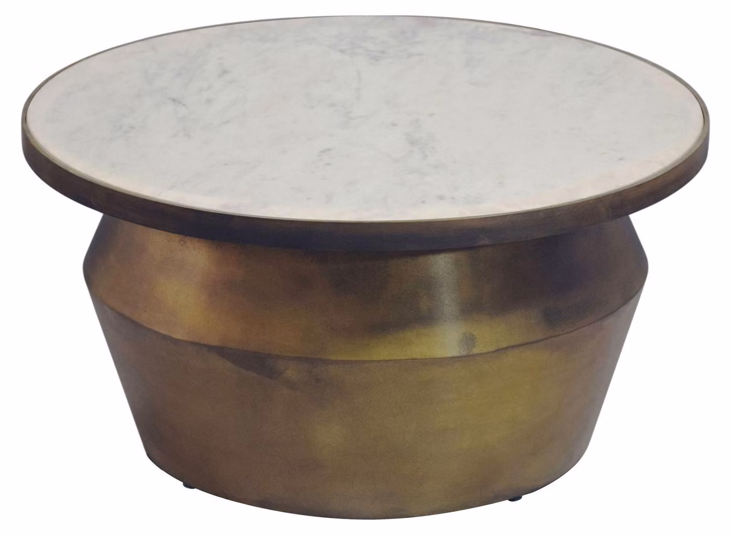 Tavolino WOHNLING, 60 cm, alluminio con piano in marmo bianco. Tavolino rotondo per il soggiorno, tavolino da divano, tavolino da lounge, elegante tavolino ausiliario, realizzato a mano