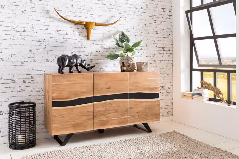 Credenza SATARA 148 x 85 x 43 cm in legno massiccio di acacia naturale