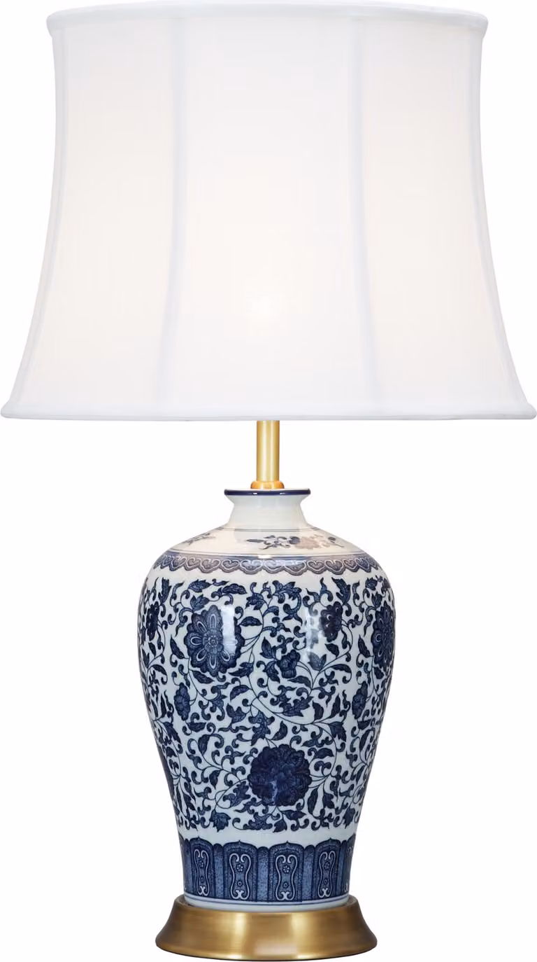 Fine Asianliving Lampada da tavolo cinese in porcellana con paralume E27 Lampada da tavolo orientale in Vetroceramica Lampade da comodino camera da letto soggiorno