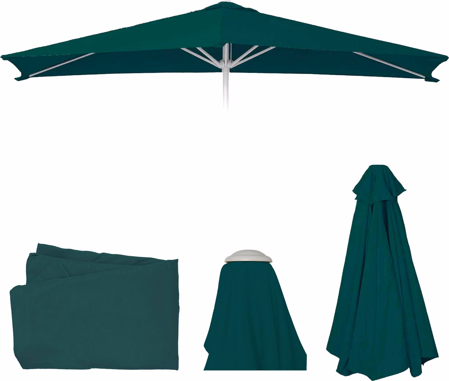 Copertura di ricambio per ombrellone Castellammare, copertura per ombrellone, 2x3 m rettangolare, tessuto con protezione UV 50+ ~ verde